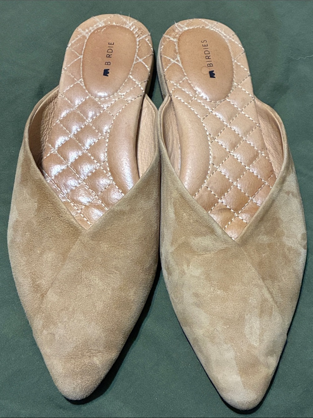 Birdies Camel Suede Pointed Slip-On Mules - Picture 8 of 9